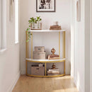Half Moon Console Table with Power Outlets & Storage Shelf by LJGDeals