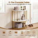 Half Moon Console Table with Power Outlets & Storage Shelf by LJGDeals