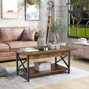 2-Tier Industrial Rectangular Coffee Table with Storage Shelf by LJGDeals