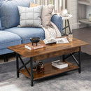 2-Tier Industrial Rectangular Coffee Table with Storage Shelf by LJGDeals