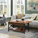2-Tier Industrial Rectangular Coffee Table with Storage Shelf by LJGDeals