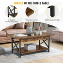 2-Tier Industrial Rectangular Coffee Table with Storage Shelf by LJGDeals