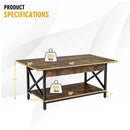 2-Tier Industrial Rectangular Coffee Table with Storage Shelf by LJGDeals