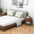 Set of 2 2-Tier Irregular Wooden Nightstands with Elevated Metal Feet-Walnut by LJGDeals