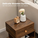 Set of 2 2-Tier Irregular Wooden Nightstands with Elevated Metal Feet-Walnut by LJGDeals