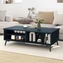 2-Tier Mid Century Modern Coffee Table with Storage Shelves Compartments by LJGDeals