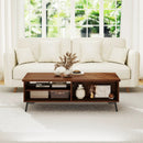 2-Tier Mid Century Modern Coffee Table with Storage Shelves Compartments by LJGDeals