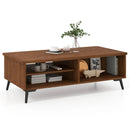 2-Tier Mid Century Modern Coffee Table with Storage Shelves Compartments by LJGDeals