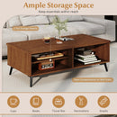 2-Tier Mid Century Modern Coffee Table with Storage Shelves Compartments by LJGDeals