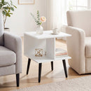 2-Tier End Table with Storage Compartments White by LJGDeals