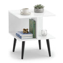 2-Tier End Table with Storage Compartments White by LJGDeals