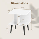 2-Tier End Table with Storage Compartments White by LJGDeals