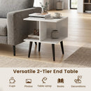 2-Tier End Table with Storage Compartments White by LJGDeals