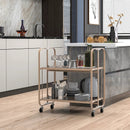 2-Tier Mobile Serving Cart with Tempered Glass Shelf-Golden by DirectDeals