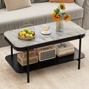 2-Tier Modern Rectangular Coffee Table with Sintered Stone Top by LJGDeals
