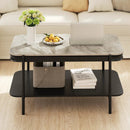 2-Tier Modern Rectangular Coffee Table with Sintered Stone Top by LJGDeals