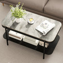2-Tier Modern Rectangular Coffee Table with Sintered Stone Top by LJGDeals
