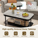 2-Tier Modern Rectangular Coffee Table with Sintered Stone Top by LJGDeals