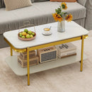 2-Tier Modern Rectangular Coffee Table with Sintered Stone Top by LJGDeals