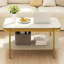 2-Tier Modern Rectangular Coffee Table with Sintered Stone Top by LJGDeals
