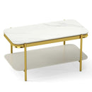 2-Tier Modern Rectangular Coffee Table with Sintered Stone Top by LJGDeals