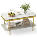 2-Tier Modern Rectangular Coffee Table with Sintered Stone Top by LJGDeals