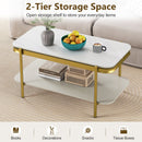 2-Tier Modern Rectangular Coffee Table with Sintered Stone Top