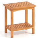 2-Tier Outdoor Acacia Wood Side Table with Slatted Tabletop and Storage Shelf by LJGDeals