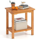 2-Tier Outdoor Acacia Wood Side Table with Slatted Tabletop and Storage Shelf by LJGDeals