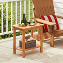 2-Tier Outdoor Acacia Wood Side Table with Slatted Tabletop and Storage Shelf by LJGDeals