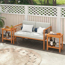 2-Tier Outdoor Acacia Wood Side Table with Slatted Tabletop and Storage Shelf by LJGDeals