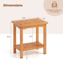 2-Tier Outdoor Acacia Wood Side Table with Slatted Tabletop and Storage Shelf by LJGDeals