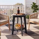 Eucalyptus Wood Outdoor Side Table with Storage Shelf
