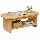2-Tier Oval Coffee Table for Living Room Mid Century Center Table with Bottom Storage Shelf by LJGDeals
