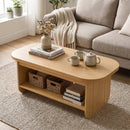 2-Tier Oval Coffee Table for Living Room Mid Century Center Table with Bottom Storage Shelf by LJGDeals