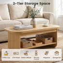 2-Tier Oval Coffee Table for Living Room Mid Century Center Table with Bottom Storage Shelf by LJGDeals