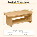 2-Tier Oval Coffee Table for Living Room Mid Century Center Table with Bottom Storage Shelf by DirectDeals
