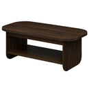 2-Tier Oval Coffee Table for Living Room Mid Century Center Table with Bottom Storage Shelf by DirectDeals