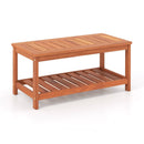 2-Tier Patio Coffee Table with Slatted Tabletop and Shelf by DirectDeals