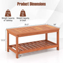 2-Tier Patio Coffee Table with Slatted Tabletop and Shelf by LJGDeals