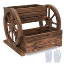 2-Tier Raised Garden Bed Rustic Wood Wagon Shape with Drainage Holes and Wheels-Coffee by LJGDeals