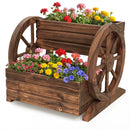 2-Tier Raised Garden Bed Rustic Wood Wagon Shape with Drainage Holes and Wheels-Coffee by DirectDeals