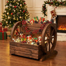 2-Tier Raised Garden Bed Rustic Wood Wagon Shape with Drainage Holes and Wheels-Coffee by LJGDeals