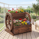 2-Tier Raised Garden Bed Rustic Wood Wagon Shape with Drainage Holes and Wheels-Coffee by LJGDeals