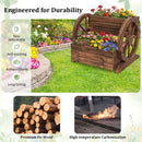 2-Tier Raised Garden Bed Rustic Wood Wagon Shape with Drainage Holes and Wheels-Coffee by LJGDeals