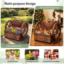 2-Tier Raised Garden Bed Rustic Wood Wagon Shape with Drainage Holes and Wheels-Coffee by LJGDeals