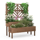 2-Tier Raised Garden Bed with Trellis-Brown by LJGDeals