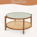 2-Tier Rattan Coffee Table with Frosted Glass Top by DirectDeals