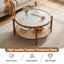 2-Tier Rattan Coffee Table with Frosted Glass Top by LJGDeals