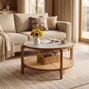 2-Tier Rattan Coffee Table with Frosted Glass Top by LJGDeals